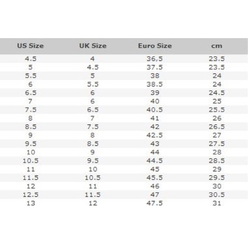 Sizing chart NIKE BALLESTRA 2