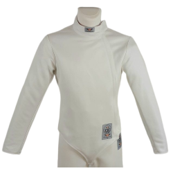 Fencing jacket children FIE 800N FWF Front;Fencing jacket children FIE 800N FWF Back;Sizing chart FWF